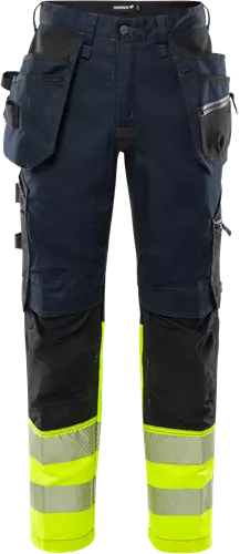 Fristads HV rakentajan stretch housut LK1 2906 GWM, Neonkeltainen/Navysininen - Fristads Huomiohousut - 301441-172 - 1