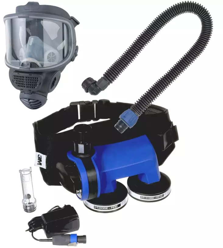 3M PF-602E+ puhallinsuojain + FM3 kokonaamari Ready Pack - 3M hengityksensuojaimet - RE-619E-FM3 - 1