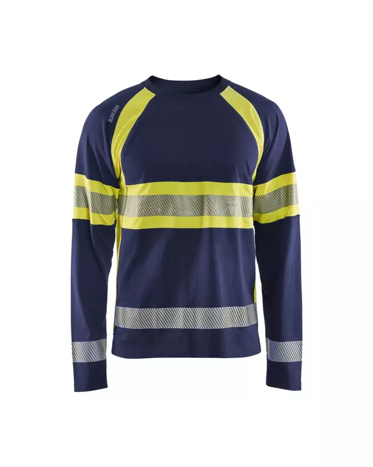 Blåkläder Highvis pitkähihainen t-paita Mariininsininen/Huomio keltainen - Blåkläder Huomiotyövaatteet - 351010308833 - 1