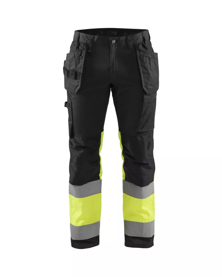 Blåkläder Highvis riipputaskuhousut stretch Musta/Huomio keltainen - Blåkläder Huomiotyövaatteet - 155818119933 - 1