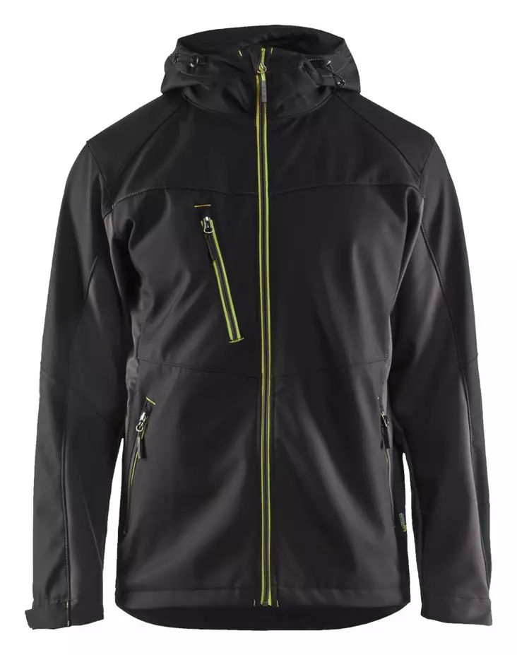 Blåkläder Softshelltakki hupulla Musta/Huomio keltainen - Blåkläder Työvaatteet - 475325169933 - 1