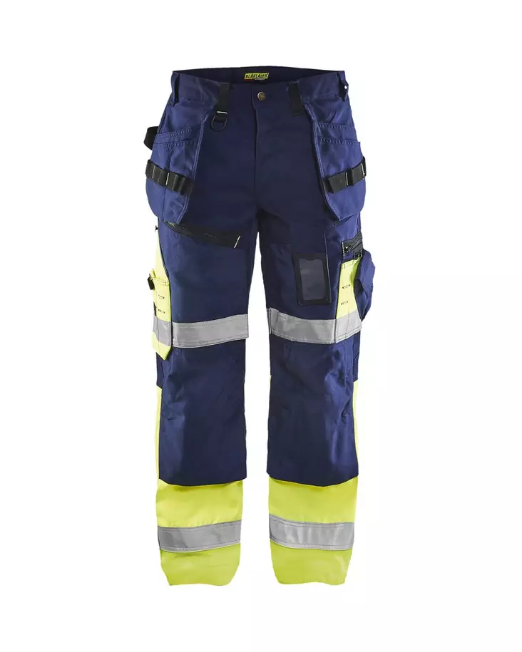 Blåkläder X1500 Highvis riipputaskuhousut Mariininsininen/Huomio keltainen - Blåkläder Huomiotyövaatteet - 150818608933 - 1