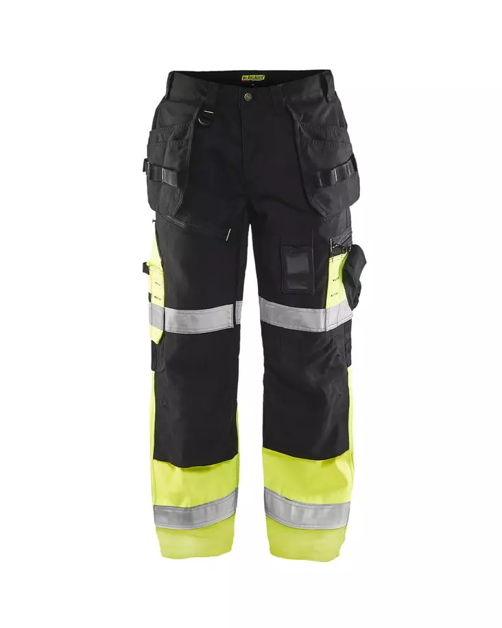 Blåkläder X1500 Highvis riipputaskuhousut Musta/Huomio keltainen - Blåkläder Huomiotyövaatteet - 150818609933 - 1