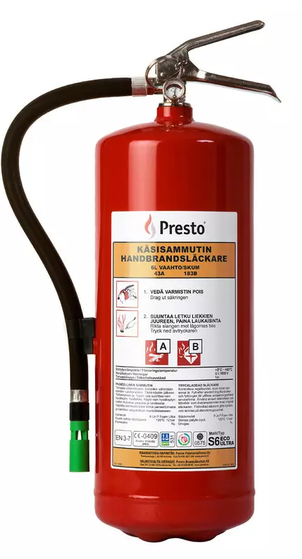 Presto S6 Ultra, 6 ltr vaahtosammutin, 43A 183B - Vaahtosammuttimet - PR-290643 - 1