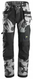 Snickers 6902 FlexiWork+, työhousut riipputaskuilla, 8704 Harmaa camo/musta - Snickers Työhousut - 69028704 - 1