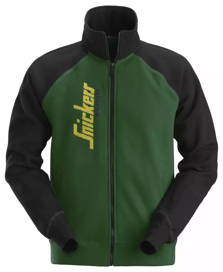 Snickers 2887 Vetoketjullinen takki logolla, 3904 vihreä-musta - Snickers Työtakit - 28873904 - 1