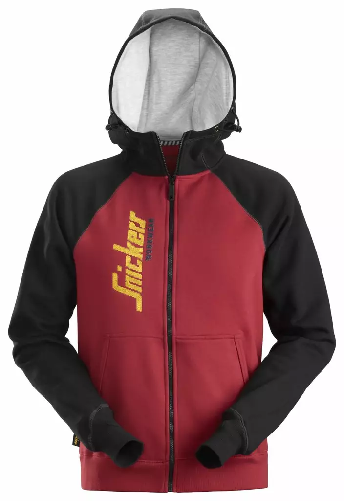 Snickers 2888 Vetoketjuhuppari logolla, 1604 punainen-musta - Snickers Työpaidat - 28881604 - 1