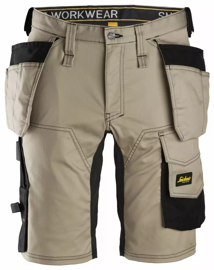Snickers 6141 AllroundWork, stretch-työshortsit, riipputaskuilla, 2004 Khaki/Musta - Snickers Työshortsit - 61412004 - 1