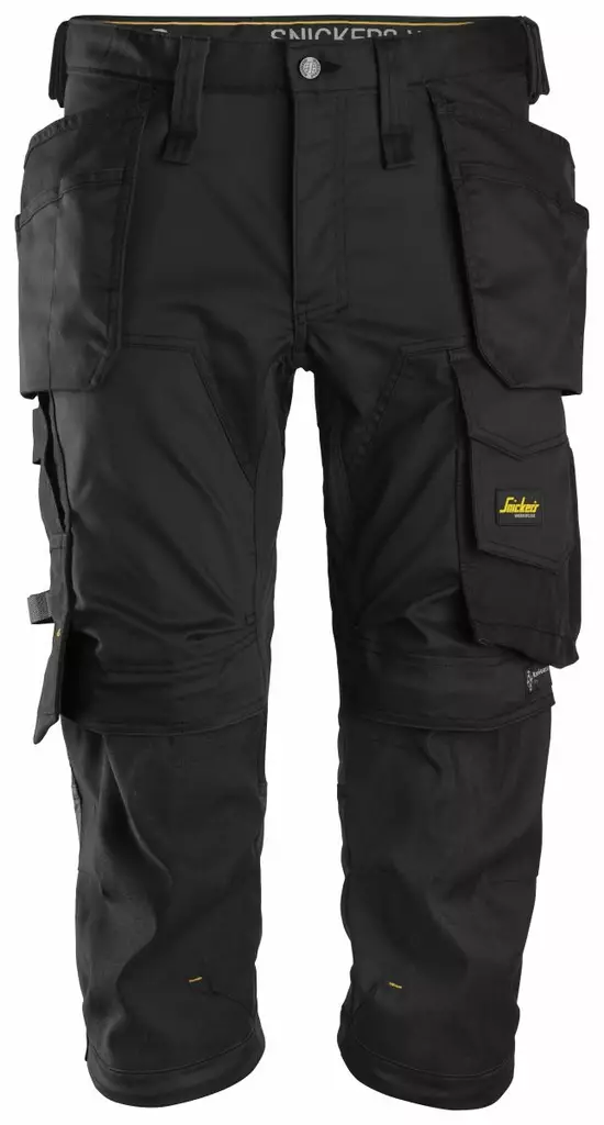 Snickers 6142 AllroundWork, stretch-pirate-työhousut riipputaskuilla, 0404 Musta - Snickers Työshortsit - 61420404 - 1