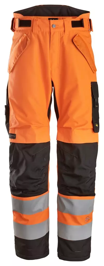 Snickers 6630 High-Vis, LK2, Waterproof 37.5®, vedenpitävät, kaksikerroksiset kevyttoppahousut, 5504 - HV Orange - Black - Snickers Huomiohousut - 66305504 - 1