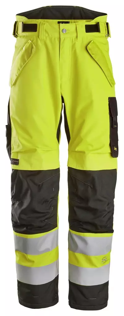 Snickers 6630 High-Vis, LK2, Waterproof 37.5®, vedenpitävät, kaksikerroksiset kevyttoppahousut, 6604 - HV Yellow - Black - Snickers Huomiohousut - 66306604 - 1