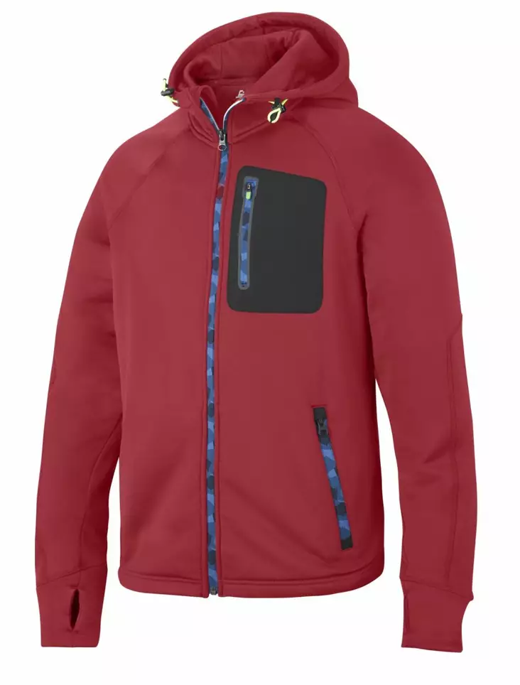 Snickers 8000 FlexiWork, joustava fleecehuppari, 1604 Punainen/musta - Snickers Työtakit - 80001604 - 1