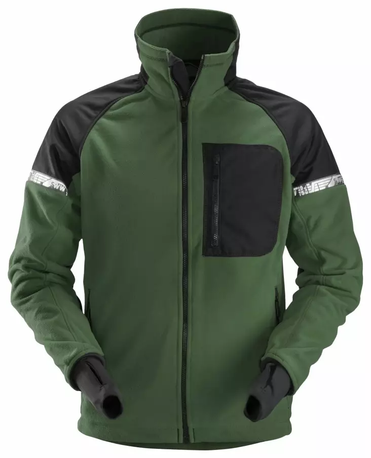 Snickers 8005 AllroundWork, tuulenpitävä fleecetakki, 3904 metsänvihreä-musta - Snickers Työtakit - 80053904 - 1