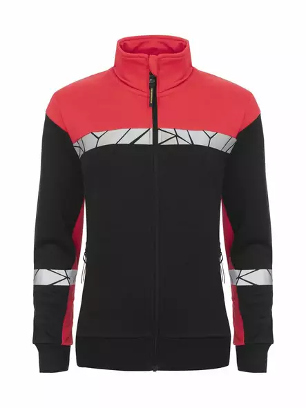 ProJob 7105 Vetoketjullinen Collegepaita Naiset, Black/Red - Projob Työpaidat - 647105-9935 - 1