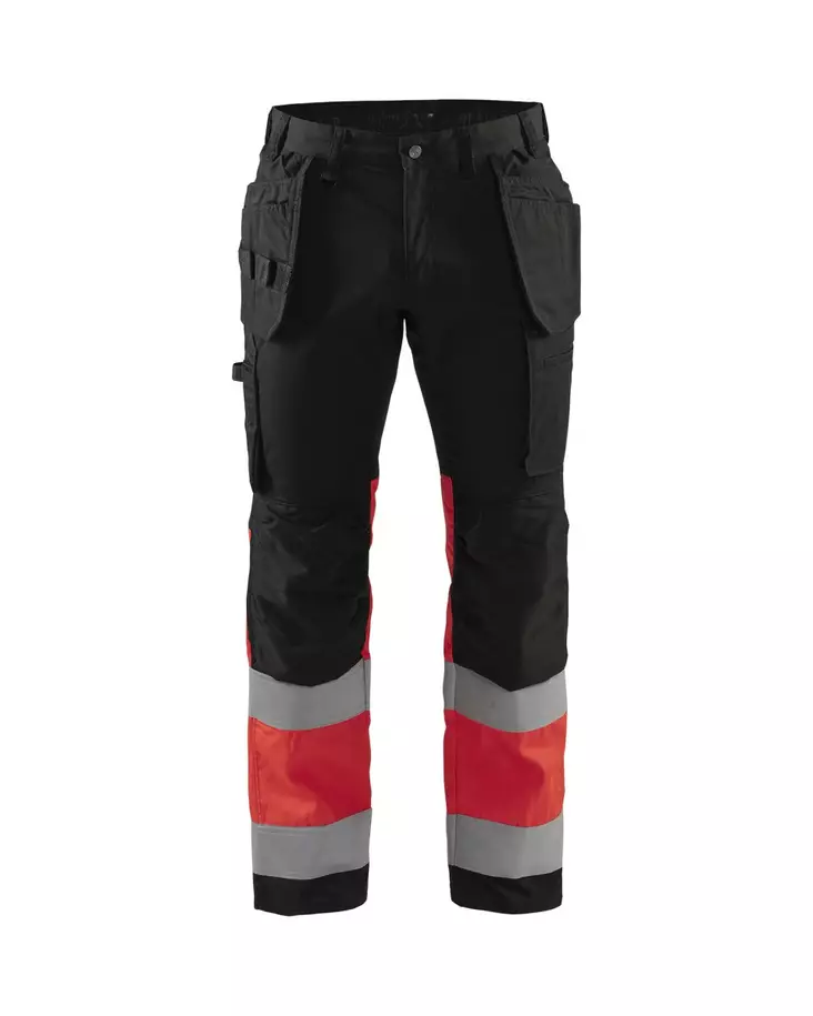 Blåkläder Highvis riipputaskuhousut stretch Musta/Huomio punainen - Blåkläder Huomiotyövaatteet - 155818119955 - 1