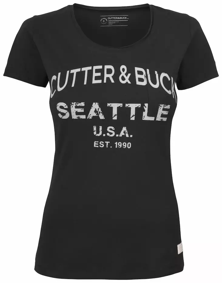 C&B Pacific City Tee Ladies, Black print - Cutter & Buck Vaatteet - 353401-9995 - 1