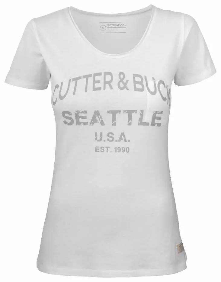 C&B Pacific City Tee Ladies, White print - Cutter & Buck Vaatteet - 353401-0095 - 1