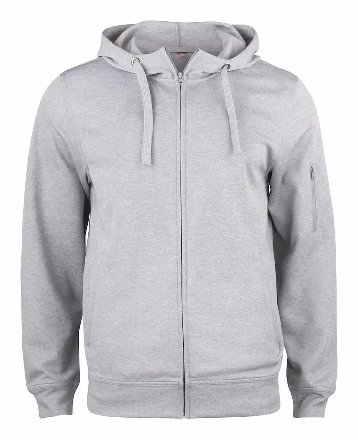 Clique Basic Active Hoody Full Zip, meleerattu harmaa - Clique Vaatteet - 021014-95 - 1