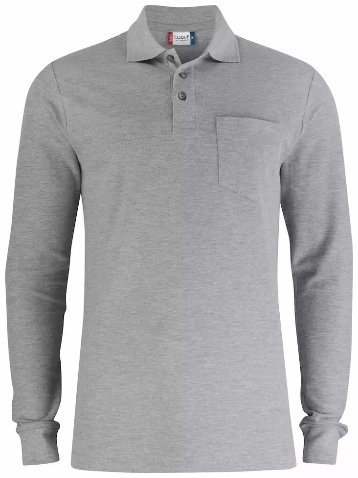 Clique Basic Polo LS Pocket, meleerattu harmaa - Clique Vaatteet - 028235-95 - 1