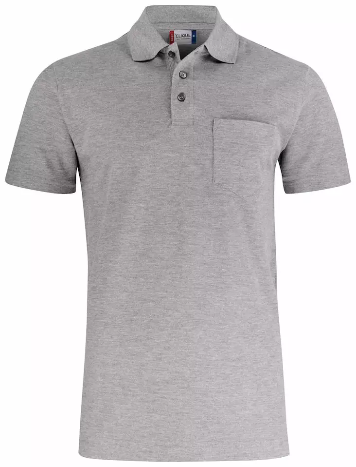 Clique Basic Polo Pocket, meleerattu harmaa - Clique Vaatteet - 028255-95 - 1