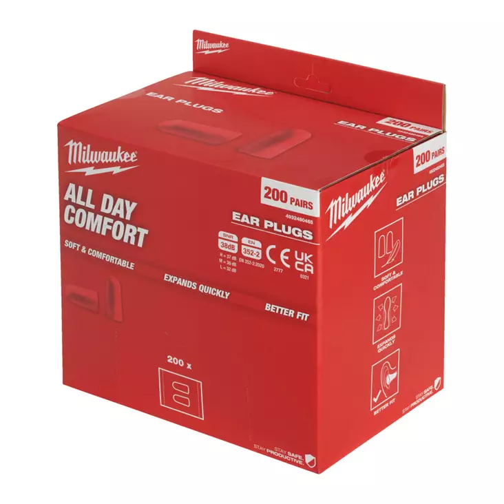 Milwaukee Korvatulpat 200 pr/pkt, PU vaahtomuovi - Korvatulpat - 4932480465 - 1