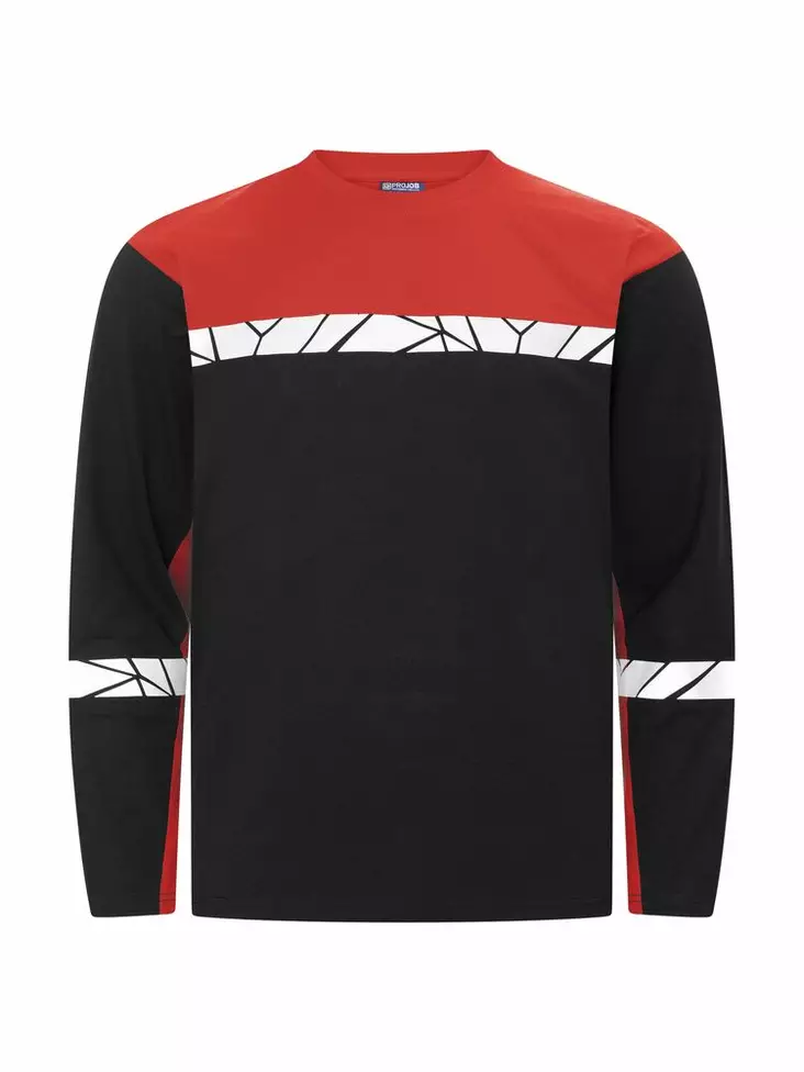 ProJob 7002 Pitkähihainen T-paita, Black/Red - Projob Työpaidat - 647002-9935 - 1