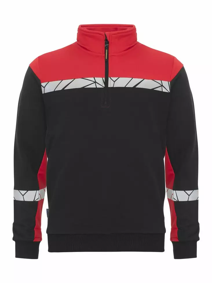 ProJob 7102 Half-zip Collegepaita, Black/Red - Projob Työpaidat - 647102-9935 - 1
