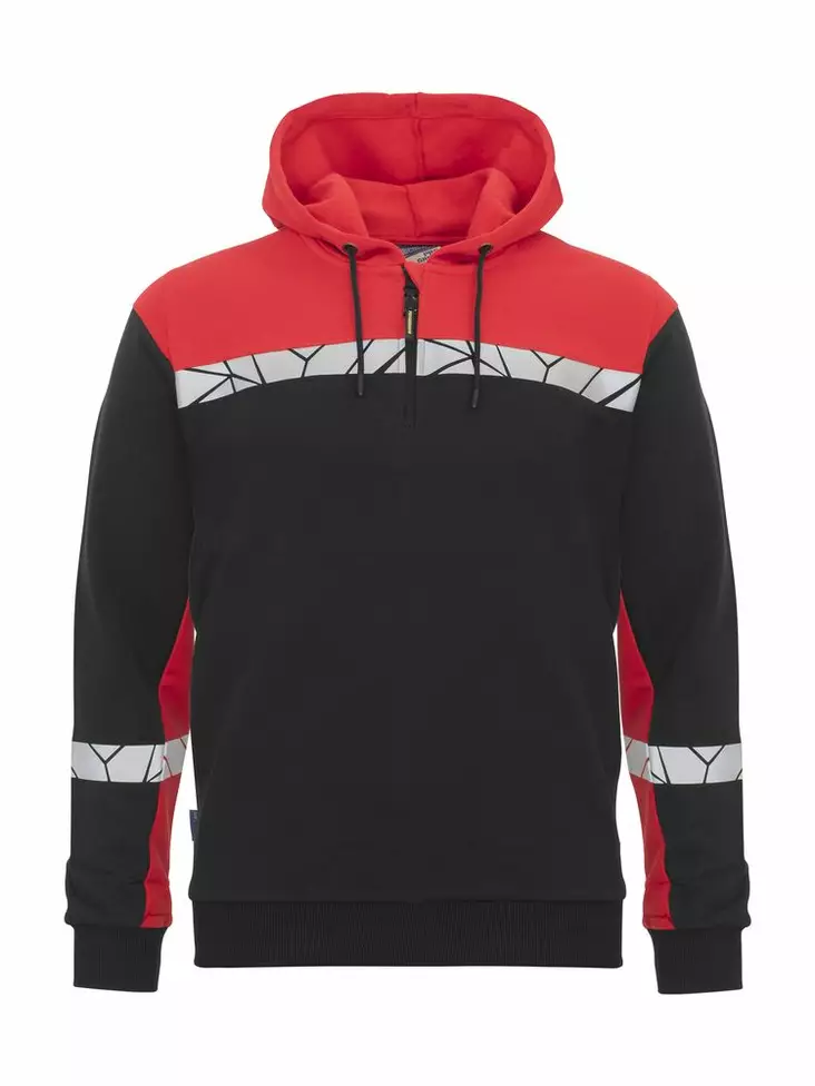 ProJob 7104 Half-zip Huppari, Black/Red - Projob Työpaidat - 647104-9935 - 1
