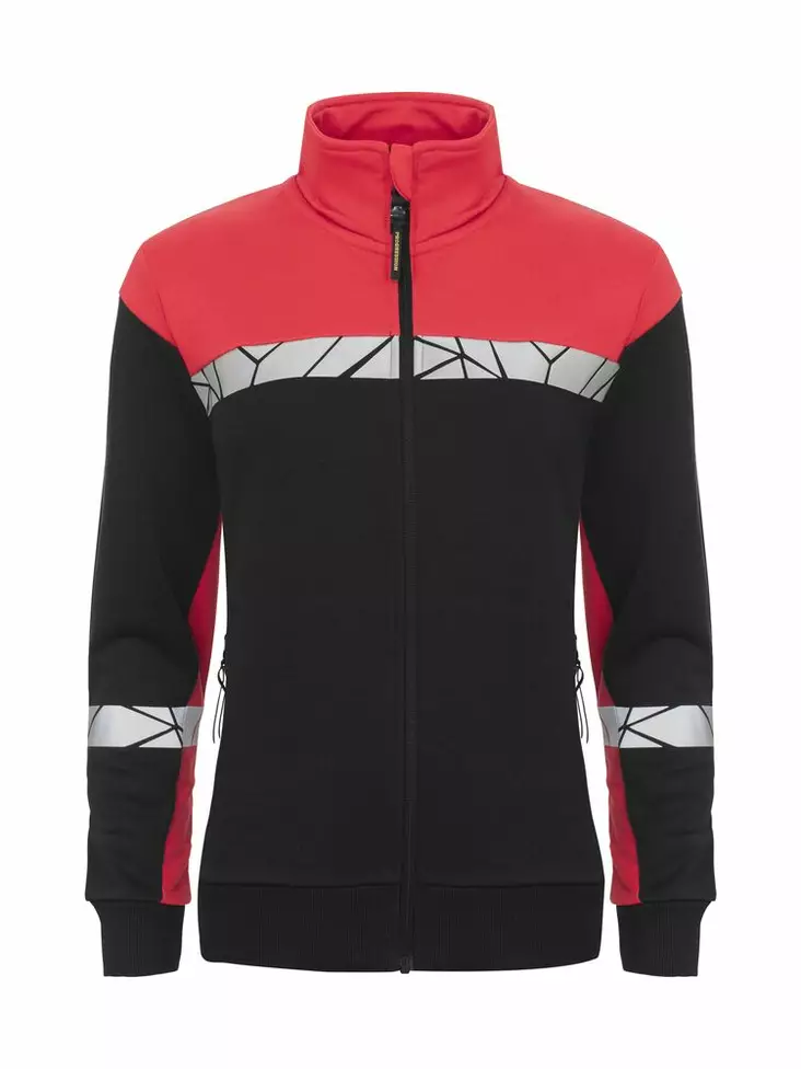 ProJob 7105 Vetoketjullinen Collegepaita Naiset, Black/Red - Projob Työpaidat - 647105-9935 - 1