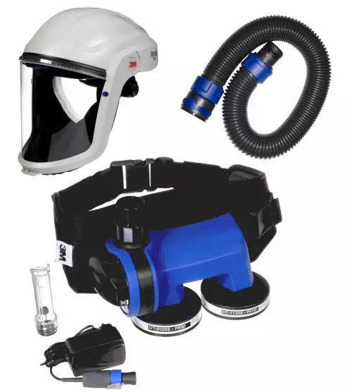 3M PF-602E+ puhallinsuojain + M-206 Kasvonsuojain Ready Pack - 3M hengityksensuojaimet - RE-619E-M206 - 1