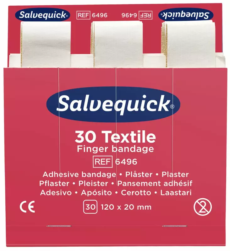 Cederroth 6496 Laastari Salvequick erikoispitkä kangas kasetti 6kpl/ras - Ensiaputuotteet - 6496 - 1