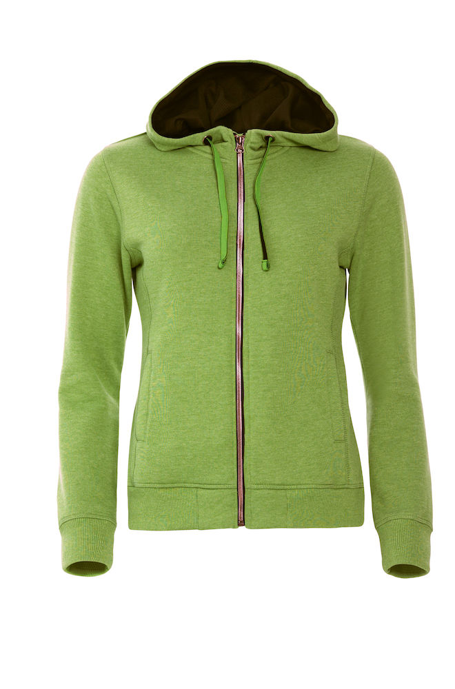 Clique Classic Hoody Full Zip Ladies, Green Melange - Clique Vaatteet - 021045-676 - 1