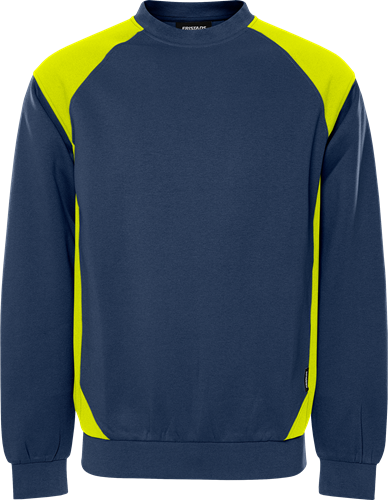 Fristads Collegepaita 7148 GSM, Tummansininen/Neonkeltainen - Fristads Työpaidat - 300510-556 - 1