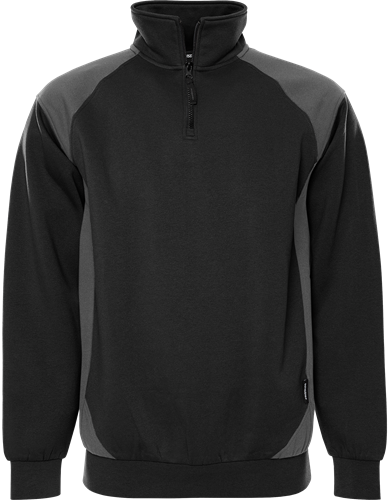 Fristads Collegepaita lyhyt vetoketju 7048 GSM, Musta/harmaa - Fristads Työpaidat - 300511-996 - 1