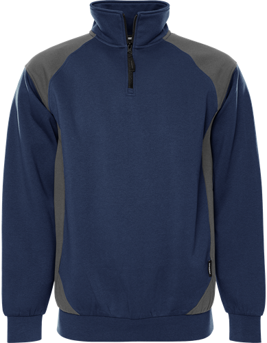 Fristads Collegepaita lyhyt vetoketju 7048 GSM, Tummansininen/Harmaa - Fristads Työpaidat - 300511-586 - 1