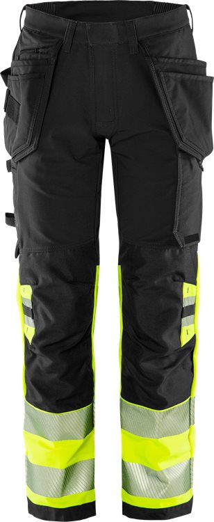 Fristads HV Green rakentajan stretch housut LK1 2643 GSTP, Hi-Vis Yellow/Black - Fristads Huomiohousut - 134187-196 - 1