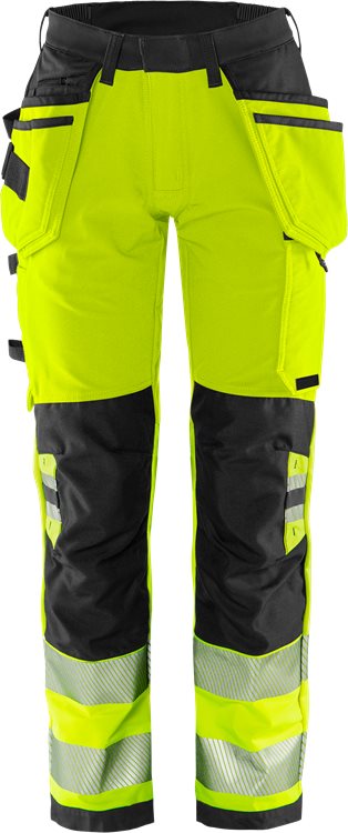 Fristads HV Green rakentajan stretch housut naisten LK2 2664 GSTP, Hi-Vis Yellow/Black - Fristads Huomiohousut - 134239-196 - 1