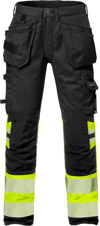 Fristads HV rakentajan Stretch housut LK1 2706 PLU, Keltainen/Musta - Fristads Huomiohousut - 127732-196 - 1