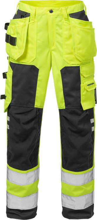 Fristads HV rakentajan housut naiset LK2, 2125 PLU, Keltainen/Musta - Fristads Huomiohousut - 111189-196 - 1