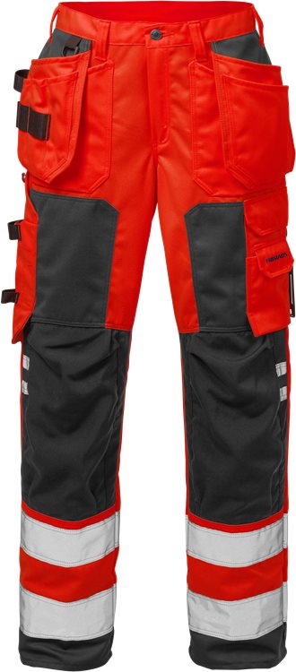 Fristads HV rakentajan housut naiset LK2, 2125 PLU, Punainen/Musta - Fristads Huomiohousut - 111189-396 - 1