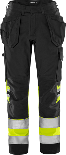 Fristads HV rakentajan housut naisten LK1 2670 GPLU, Neonkeltainen/Musta - Fristads Huomiohousut - 300529-196 - 1