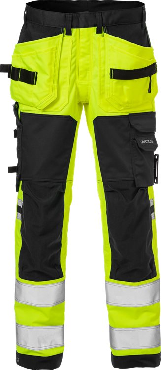 Fristads HV rakentajan stretch työhousut LK2 2612 PLUS, Keltainen/Musta - Fristads Huomiohousut - 125612-196 - 1