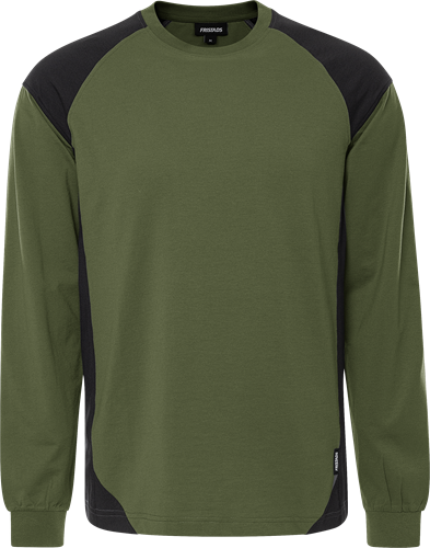 Fristads Heavy pitkähihainen t-paita 7071 GTM, Maastonvihreä/musta - Fristads Työpaidat - 301171-796 - 1