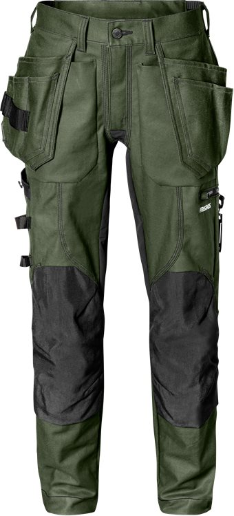 Fristads Rakentajan stretch housut 2604 FASG, Maastonvihreä/Musta - Fristads Työhousut - 129474-796 - 1