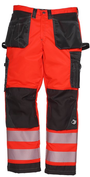 Leijona Riipputaskuhousut HiVis 2.0, Punainen/Musta - OUTLET Työvaatteet - 120634-396 - 1