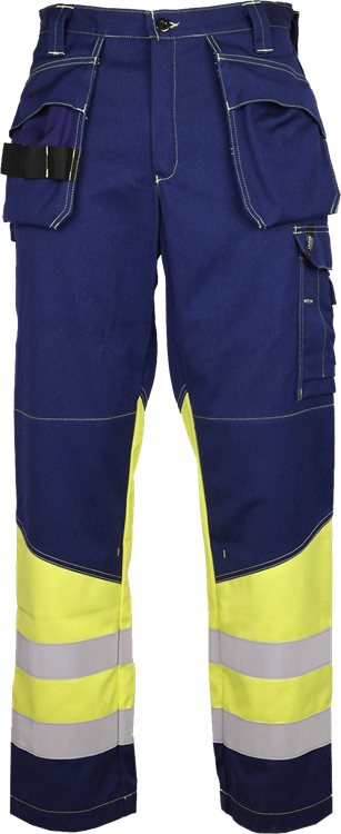 Leijona Riipputaskuhousut HiVis FR 1.0, Keltainen/T.Sininen - Kaikki Palosuojatut työvaatemerkit - 116852-556 - 1