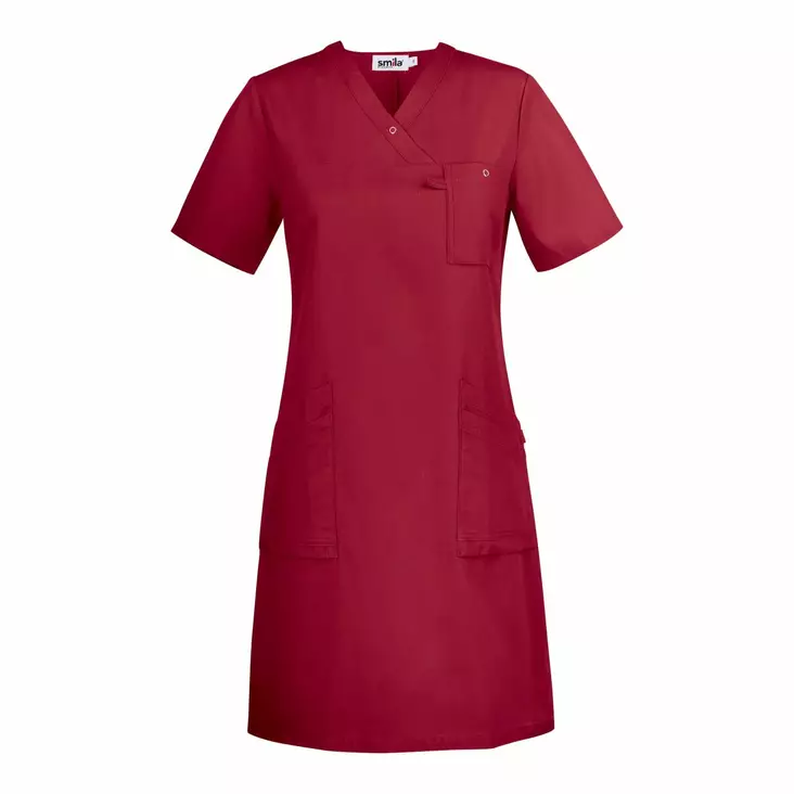Smila 70160 Adina v-dress w, dark red - Smila Työvaatteet - 70160-66 - 1