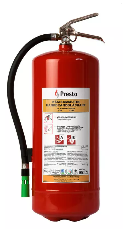 Presto S9 Plus, 9 ltr vaahtosammutin, 43A 233B - Vaahtosammuttimet - PR-290946 - 1