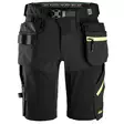 Snickers 6140 Riipputaskulliset FlexiWork SoftShell -joustoshortsit, 0467 Musta/Neon-keltainen - Snickers Työshortsit - 61400467 - 1