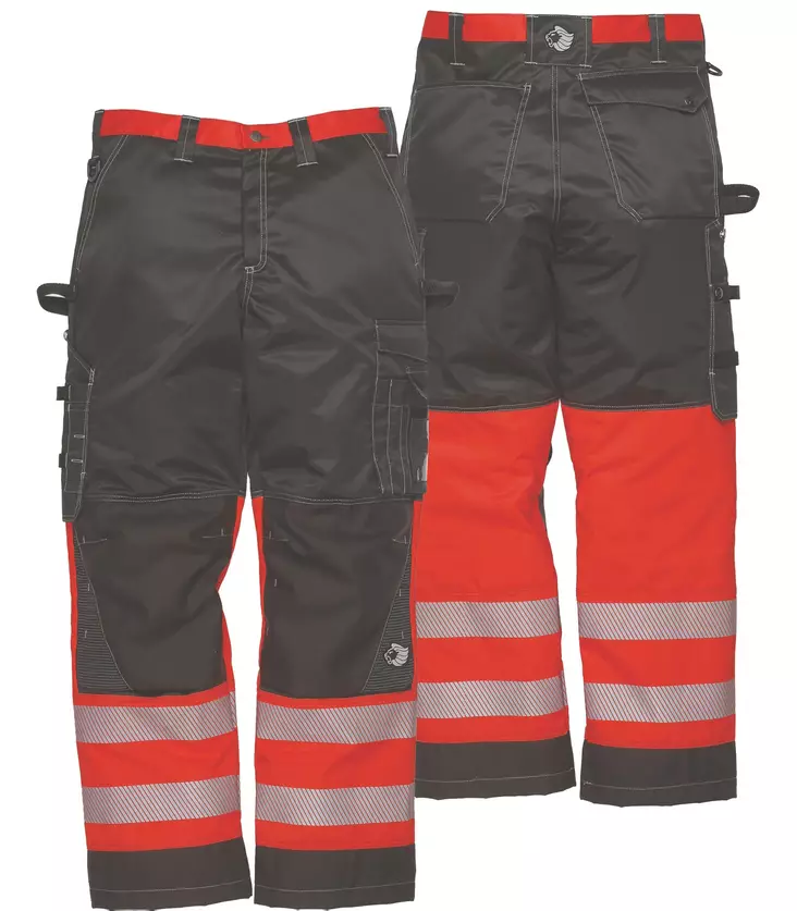 Leijona Housut HiVis 2.0, Punainen/Musta - OUTLET Työvaatteet - 120631-987 - 1
